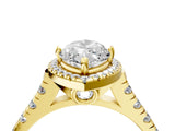 Yellow gold Marquise Halo Pavé Diamond Engagement Ring with Four-Prong Setting_30