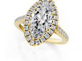 Yellow gold Marquise Halo Pavé Diamond Engagement Ring with Four-Prong Setting_4