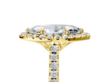 Yellow gold Marquise Halo Pavé Diamond Engagement Ring with Four-Prong Setting_8