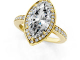Yellow gold Marquise Halo Pave Band Solitaire Ring with Prong Setting_67
