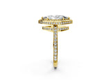 Yellow gold Marquise Halo Pave Band Solitaire Ring with Prong Setting_68