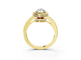 Yellow gold Marquise Halo Pave Band Solitaire Ring with Prong Setting_69