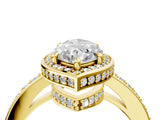 Yellow gold Marquise Halo Pave Band Solitaire Ring with Prong Setting_70