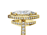 Yellow gold Marquise Halo Pave Band Solitaire Ring with Prong Setting_71