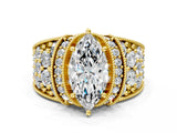 Yellow gold Marquise Halo Pave Diamond Engagement Ring with Milgrain Detailing_49
