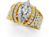 Yellow gold Marquise Halo Pave Diamond Engagement Ring with Milgrain Detailing_50
