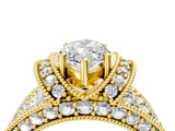Yellow gold Marquise Halo Pave Diamond Engagement Ring with Milgrain Detailing_53