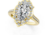Yellow gold Marquise Halo Round Diamond Pave Band with Four-Prong Setting_39