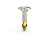 Yellow gold Marquise Halo Round Diamond Pave Band with Prong Setting 2