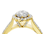 Yellow gold Marquise Halo Round Diamond Pave Band with Prong Setting 4