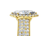 Yellow gold Marquise Halo Round Diamond Pave Band with Prong Setting 5