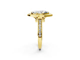 Yellow gold Marquise Halo Solitaire Diamond Ring with Pave Band and Bezel Setting_51