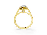 Yellow gold Marquise Halo Solitaire Diamond Ring with Pave Band and Bezel Setting_52