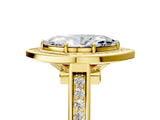 Yellow gold Marquise Halo Solitaire Diamond Ring with Pave Band and Bezel Setting_54