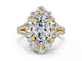 Yellow gold Marquise Halo Split Shank Diamond Engagement Ring with Pave Band and Four-Prong Setting_54