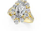 Yellow gold Marquise Halo Split Shank Diamond Engagement Ring with Pave Band and Four-Prong Setting_55