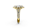 Yellow gold Marquise Halo Split Shank Diamond Engagement Ring with Pave Band and Four-Prong Setting_56
