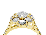 Yellow gold Marquise Halo Split Shank Diamond Engagement Ring with Pave Band and Four-Prong Setting_58