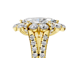 Yellow gold Marquise Halo Split Shank Diamond Engagement Ring with Pave Band and Four-Prong Setting_59