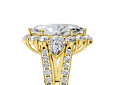 Yellow gold Marquise Halo Split Shank Diamond Engagement Ring with Prong Setting_25