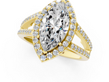 Yellow gold Marquise Halo Split Shank Diamond Ring with Four-Prong Setting_56