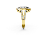 Yellow gold Marquise Halo Split Shank Diamond Ring with Four-Prong Setting_57