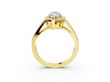 Yellow gold Marquise Halo Split Shank Diamond Ring with Four-Prong Setting_58