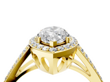 Yellow gold Marquise Halo Split Shank Diamond Ring with Four-Prong Setting_59