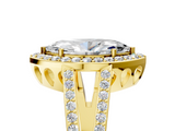 Yellow gold Marquise Halo Split Shank Diamond Ring with Four-Prong Setting_60