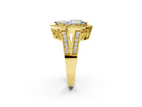 Yellow gold Marquise Halo Split Shank Diamond Ring with Milgrain Prong Setting_8