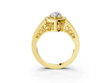 Yellow gold Marquise Halo Split Shank Diamond Ring with Milgrain Prong Setting_9