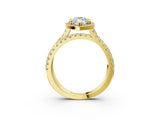 Yellow gold Marquise Halo Split Shank Diamond Ring with Pavé Setting 3
