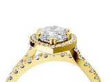 Yellow gold Marquise Halo Split Shank Diamond Ring with Pavé Setting 4