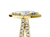 Yellow gold Marquise Halo Split Shank Diamond Ring with Pavé Setting 5