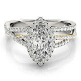 Yellow gold Marquise Halo Split-Shank Diamond Ring with Prong Setting 1