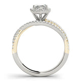 Yellow gold Marquise Halo Split-Shank Diamond Ring with Prong Setting 2