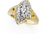 Yellow gold Marquise Halo Split Shank Diamond Ring with Prong Setting_20