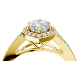 Yellow gold Marquise Halo Split Shank Diamond Ring with Prong Setting_23
