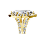 Yellow gold Marquise Halo Split Shank Diamond Ring with Prong Setting_24