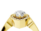 Yellow gold Marquise Halo Split Shank Milgrain Diamond Ring_30