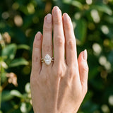 Yellow gold Marquise Halo Split Shank Milgrain Diamond Ring_6