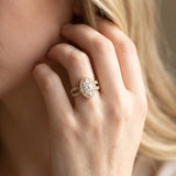 Yellow gold Marquise Halo Split Shank Milgrain Diamond Ring_8