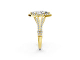 Yellow gold Marquise Halo Split Shank Pave Diamond Ring with Four-Prong Setting_50