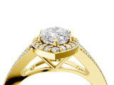 Yellow gold Marquise Halo Split Shank Pave Diamond Ring with Four-Prong Setting_52