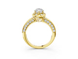 Yellow gold Marquise Halo Split Shank Pave Diamond Ring with Petal Prong Setting_24