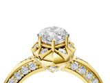 Yellow gold Marquise Halo Split Shank Pave Diamond Ring with Petal Prong Setting_25