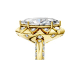 Yellow gold Marquise Halo Split Shank Pave Diamond Ring with Petal Prong Setting_26