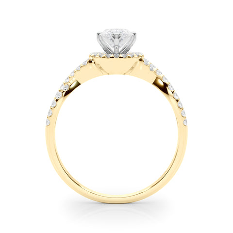 Yellow gold Marquise Halo Twist Band Solitaire Prong Setting Ring 2