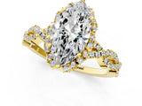 Yellow gold Marquise Halo Twist Band Solitaire Ring with Six-Prong Setting_34