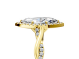 Yellow gold Marquise Halo Twist Band Solitaire Ring_24
